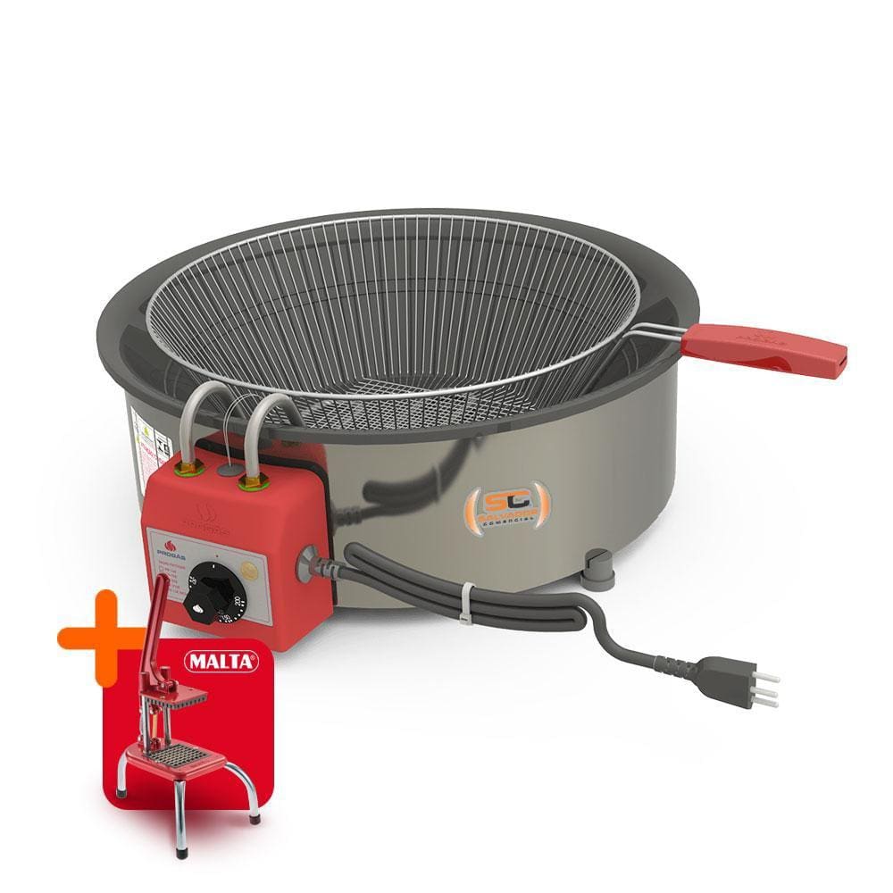 Tacho Fritador de Mesa Elétrico 14L Óleo PR-14E 220V Progás e Cortador de Legumes