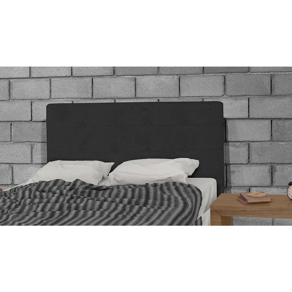 Cabeceira Estofada Para Cama Box Casal 160cm Amassado Preto