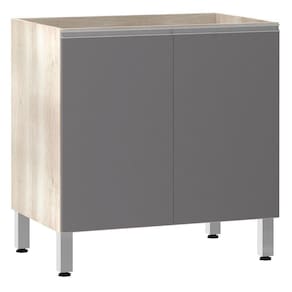 Balcão Sem Tampo 80cm Lis Legno Crem e Cinza Puro