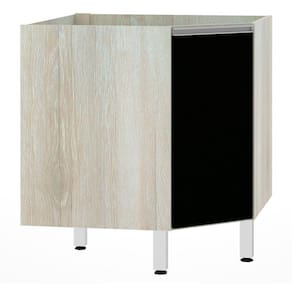 Balcão Sem Tampo Canto Diagonal Luciane Lis Legno Crem e Preto Tx