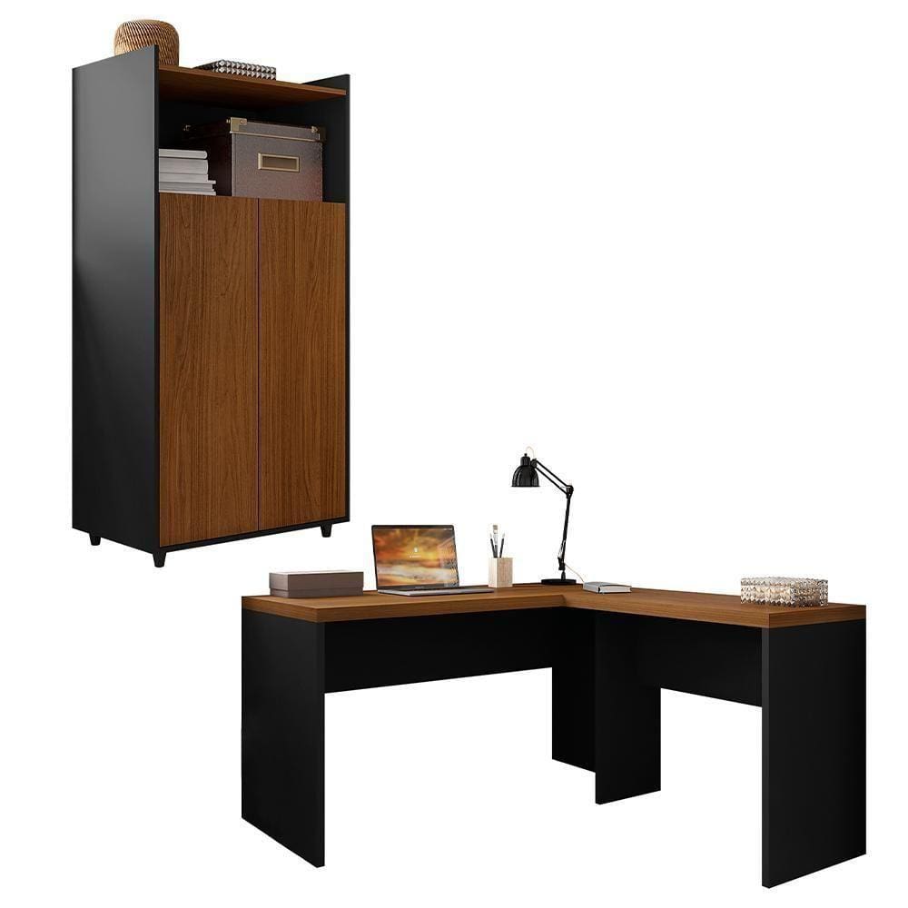 Conjunto Escritório 3 Peças Studio Marrom Caemmun