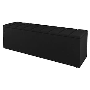 Calçadeira Baú Solteiro Cora 90Cm Sintético Preto