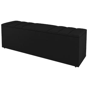 Calçadeira Baú Solteiro Grace 90Cm Suede Preto - Desk Design