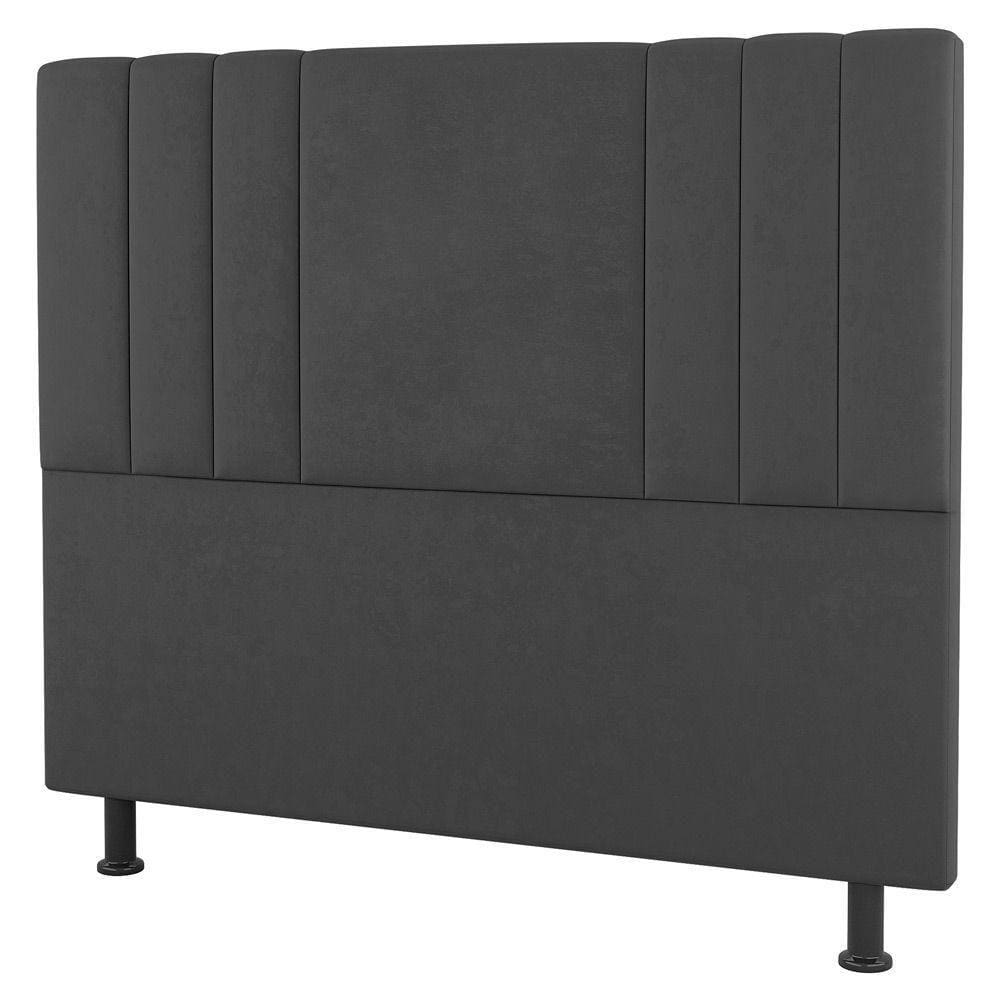 Cabeceira Cama Box Casal Grace 140cm Suede Cinza Escuro