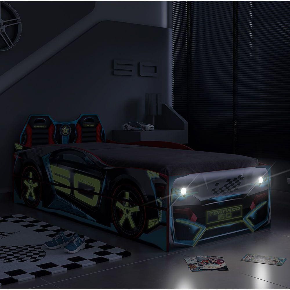 Bicama Infantil Carro Tornado Fun Com Luz De Led