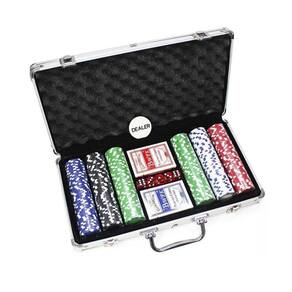Maleta Poker 300 Fichas Kit Completo 2 Baralhos 5 Dados