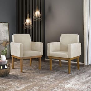 Kit 02 Poltronas Reforçadas Brasil Decoração Bege