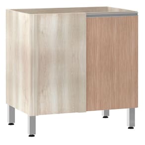 Balcão Sem Tampo De Canto Reto Luciane 80cm Lis Legno Crem e Cumaru