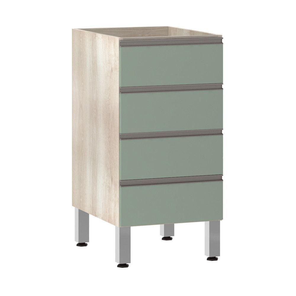 Balcão Sem Tampo 40cm Luci Legno Crem e Verde Jade