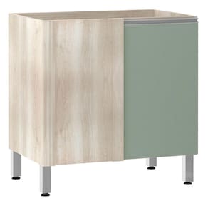 Balcão Sem Tampo De Canto Reto Luciane 80cm Lis Legno Crem e Verde Jade
