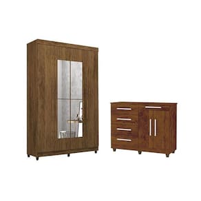 Kit Guarda Roupa Elegance 4pts e Cômoda Sirius Imbuia