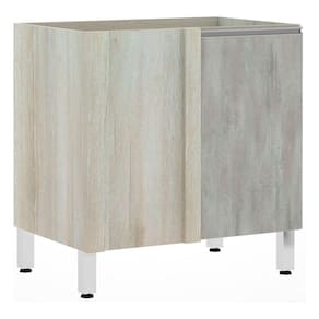 Balcão Sem Tampo De Canto Reto Luciane 80cm Lis Legno Crem e Concreto
