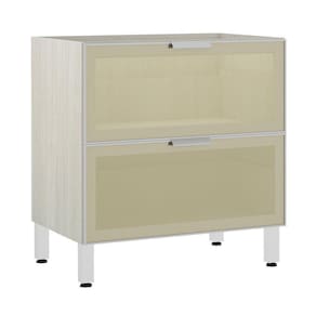Balcão Sem Tampo 80cm Misto Alumínio/vidro Reflecta Bronze Lis Luciane Legno Crema
