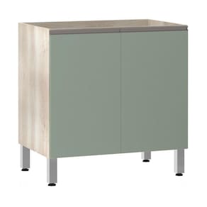 Balcão Sem Tampo 80cm Luci Legno Crem e Verde Jade
