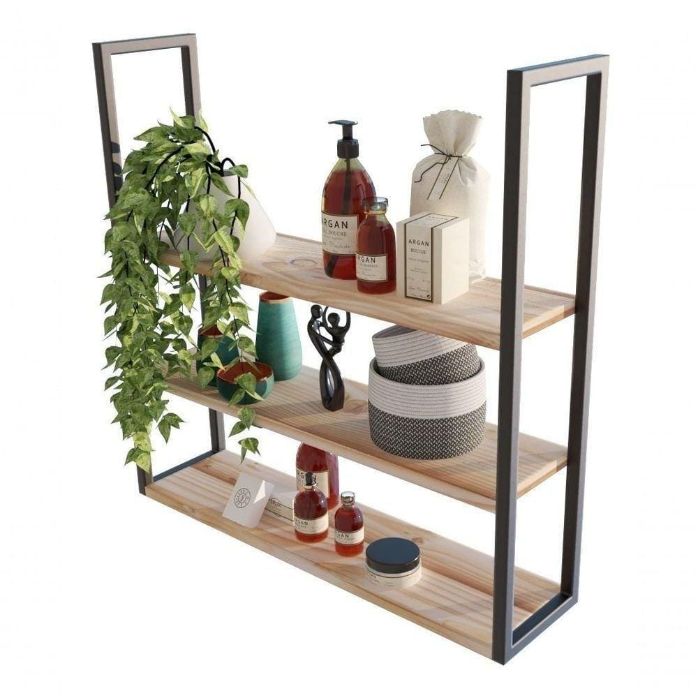 Prateleira 80Cm Em Metal Para Casa De Madeira De Parede