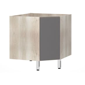 Balcão Sem Tampo Canto Diagonal Luciane Luci Legno Crem e Cinza Puro