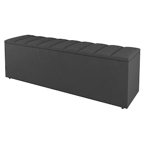 Calçadeira Baú King Size Cora 190Cm Suede Cinza Escuro