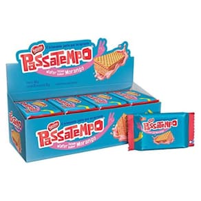 Biscoito Passatempo Lanchinho Wafer Morango - 28 Unids