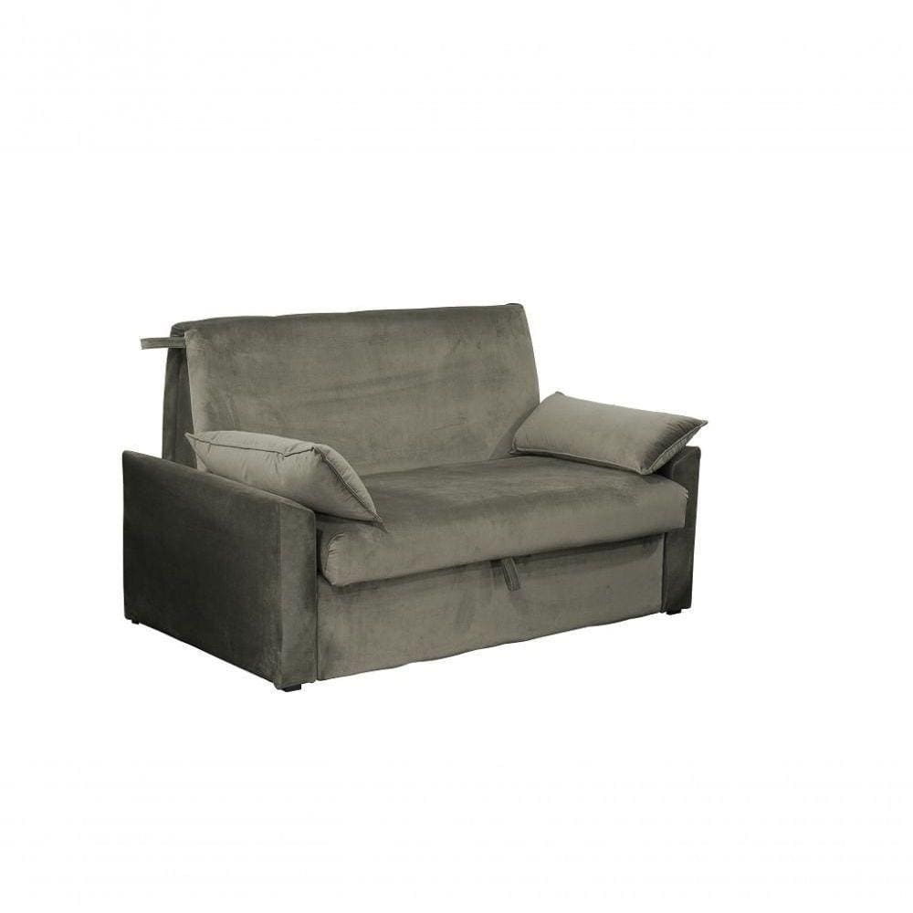 Sofá Cama Com Baú Cristal - Veludo Chumbo