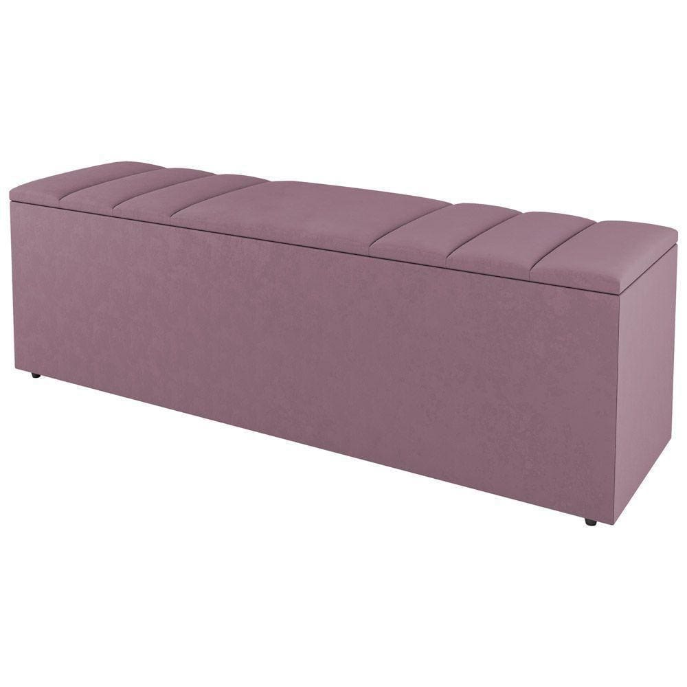 Calçadeira Baú Casal Grace 140Cm Suede Rosé - Desk Design