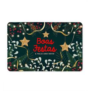 Tapete Porta Banheiro Quarto 60x40cm - Feliz Natal Verde