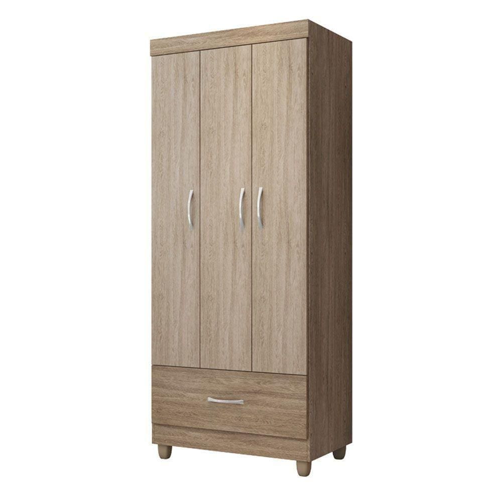 Guarda Roupa 3 Portas Com Pés Prince Nogal Vanilla 31060