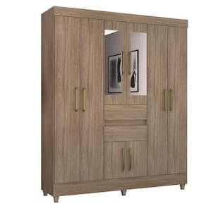 Guarda Roupa 8 Portas Com Pés E Espelho Munique Nogal