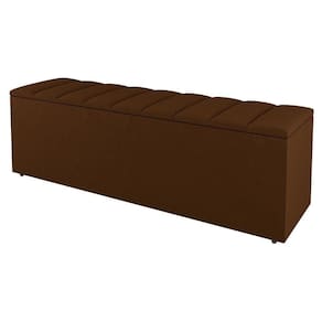 Calçadeira Baú Casal Cora 140Cm Suede Terracota