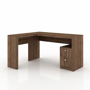 Mesa Escritório De Canto 2 Gavetas Me4129 Nogal