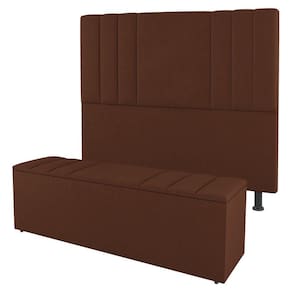 Cabeceira E Baú Cama Box Queen Grace 160cm Suede Terracota
