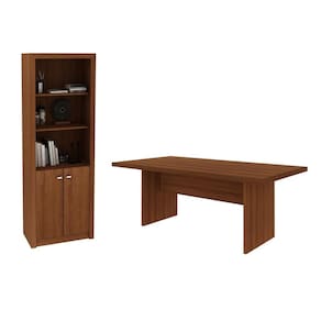 Mesa Para Computador Armário Pareteleira Amendoa