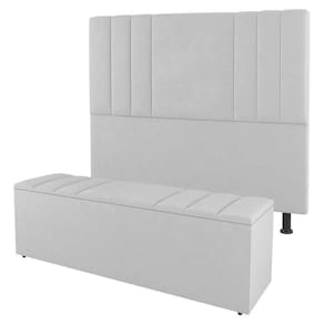 Cabeceira E Baú Cama Box Casal Grace 140cm Sintético Branco