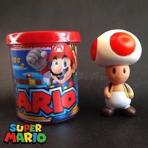 Kit Boneco Toad Cogumelo 10Cm + Caneca Super Mario 350Ml