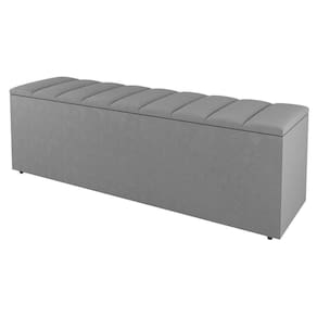 Calçadeira Baú Solteiro Cora 90Cm Suede Cinza Claro