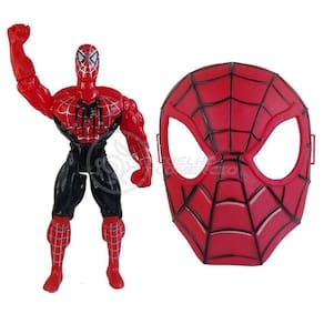 Brinquedo Boneco Vingadores Homem Aranha 25Cm + Mascara 16Cm
