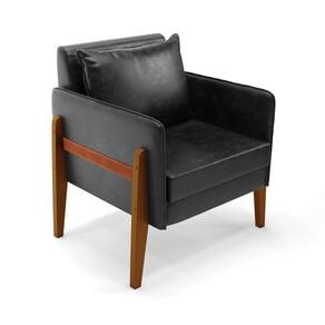 Poltrona Lana Corano Base De Madeira - D`rossi Cor Preto