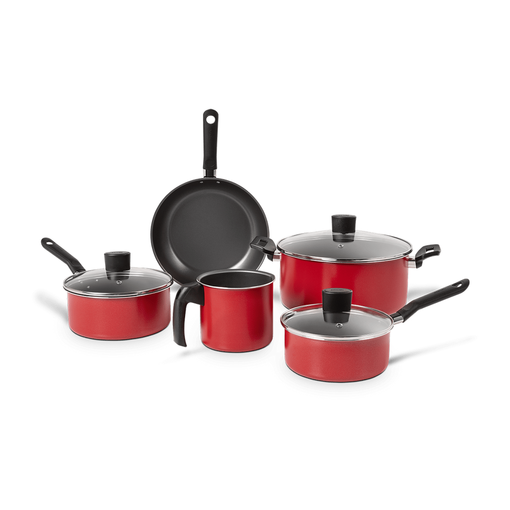 Jogo de Panelas Antiaderente Brinox Garlic 5 peças Vermelha