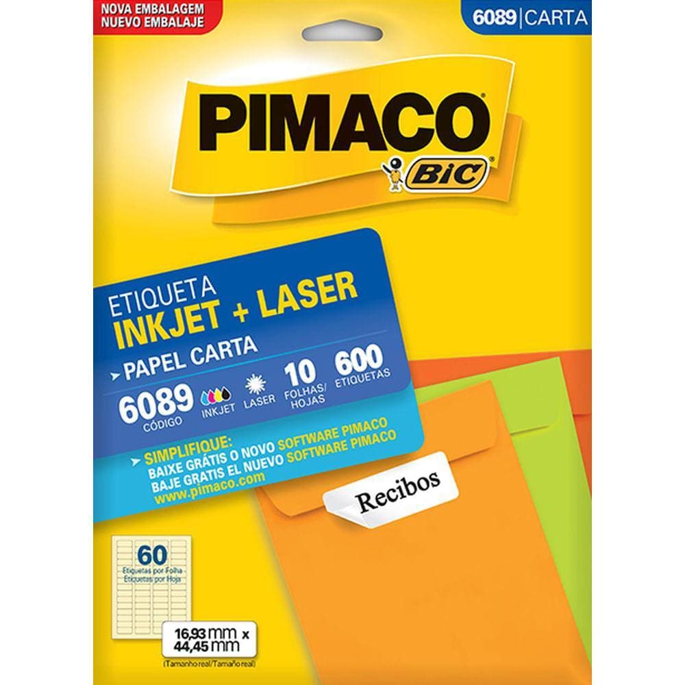 Etiqueta Ink-Jet + Laser 6089 - Pimaco