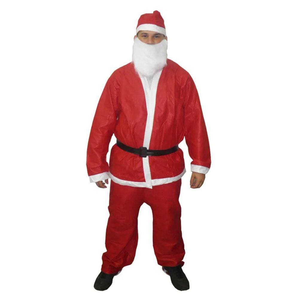 Roupa Papai Noel Luxo Feltro 5 Peças Fantasia Natal Natalino