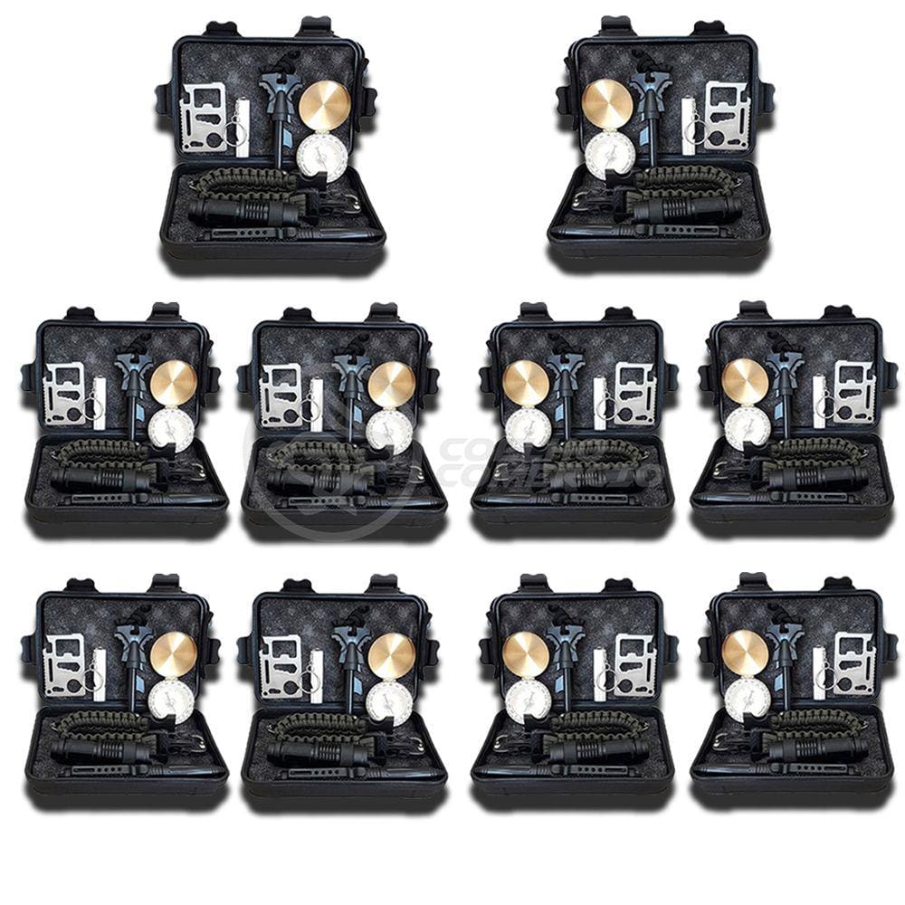 Kit 10 Maletas de Ferramentas de Sobrevivência Kit Emergência Brillante Torcia LED TZ-1 para Acampar
