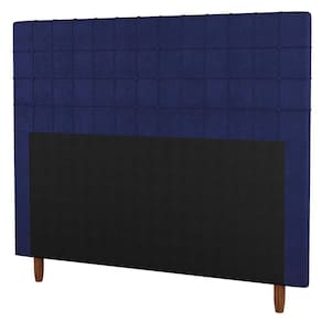 Cabeceira Cama Box Solteiro Parisis 90Cm Veludo Azul