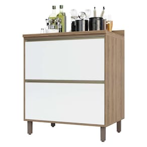 Balcão e Tampo 80 Cm 2 Gavetões Mel Vanill e Branco