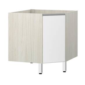 Balcão Sem Tampo Canto Diagonal Luciane Lis Legno Crem e Branco Mat