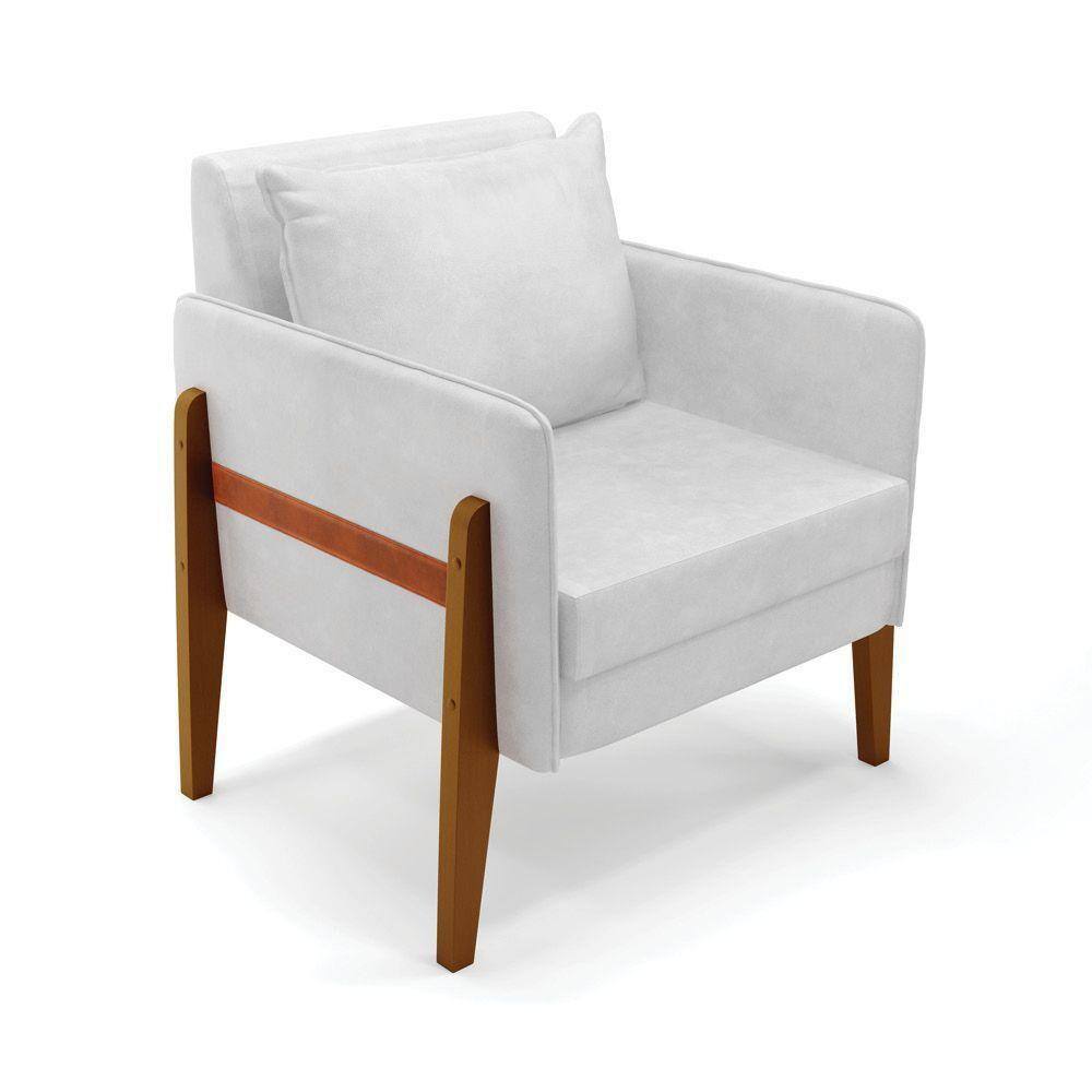 Poltrona Lana Corano Base De Madeira - D`rossi Cor Branco