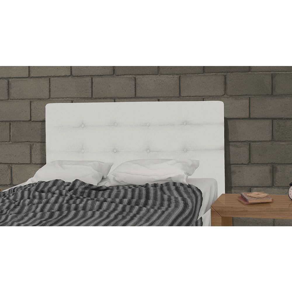 Cabeceira Estofada Para Cama Box Casal 140cm corino Branco