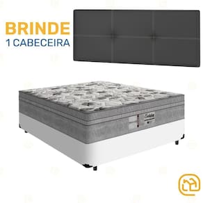 Box Casal Branca + Cabeceira Preta + Colchão De Molas 138cm