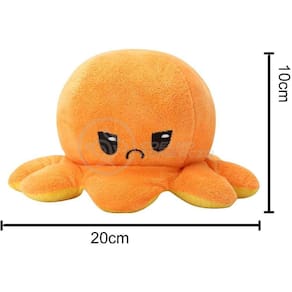 Polvo Reversível De Pelúcia Feliz E Bravo Laranja E Amarelo