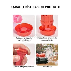 Máquina Elétrica Tiktok Lança Bolhas Vermelho
