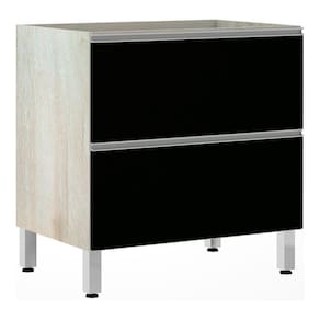 Balcão Sem Tampo 80cm Misto Basculante Lis Legno Crem e Preto Tx