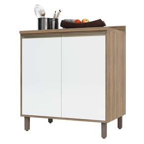 Balcão e Tampo 80 Cm De Abrir 1 Prateleira Mel Vanill e Branco